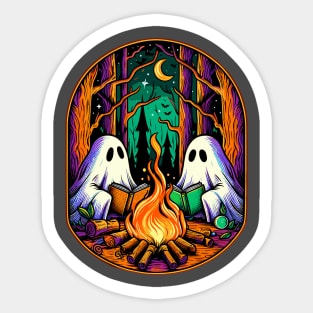 Vintage ghost book reading camping gothic halloween teachers Sticker